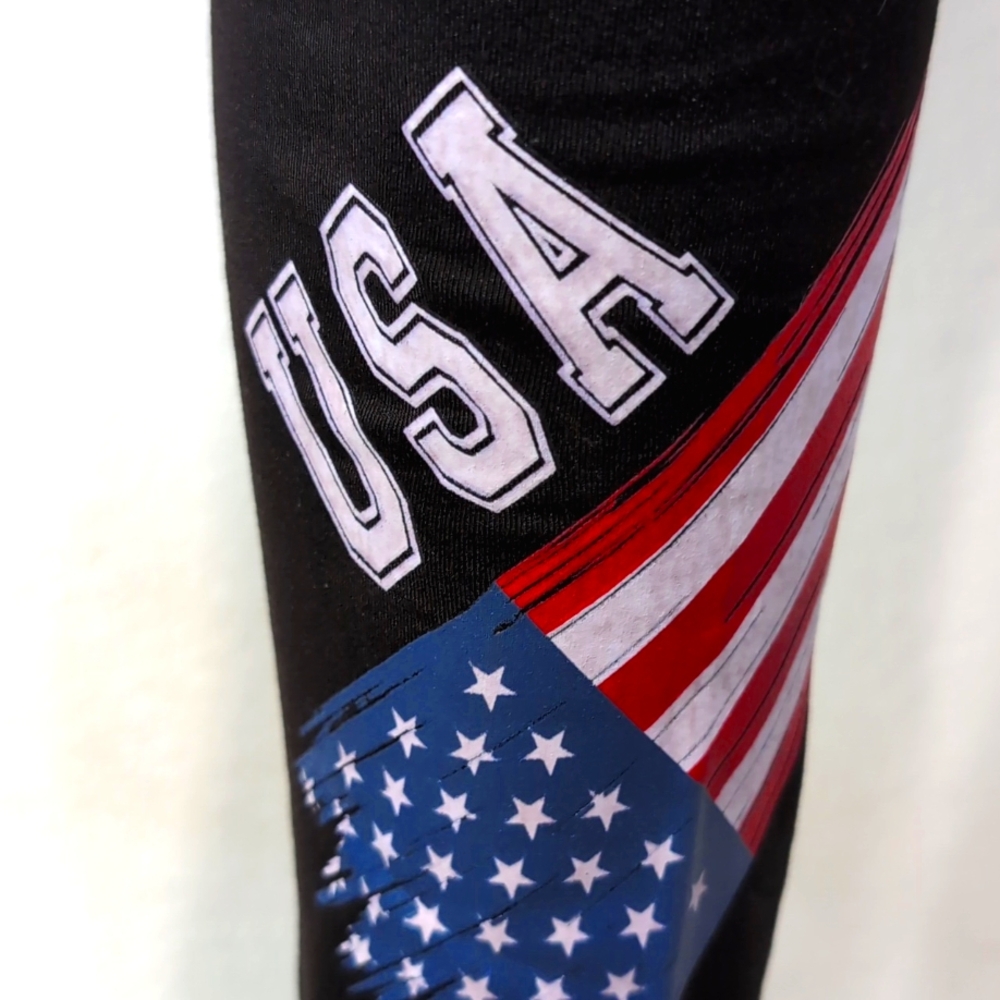 NWT Collette Love Patriotic USA Flag Black Leggings SP